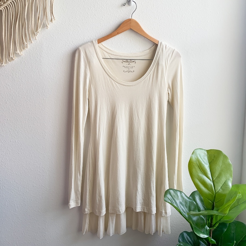 Peruvian Connection Long Sleeve Dress White Sz. XS